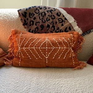 Burnt Orange Lumbar Raw Cotton Pillow Cover